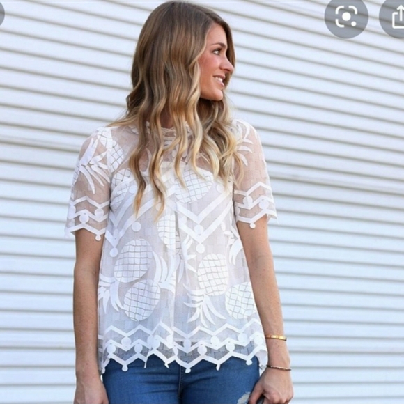 Anthropologie HDin Paris Pineapple Lace Top.Medium - Picture 7 of 12